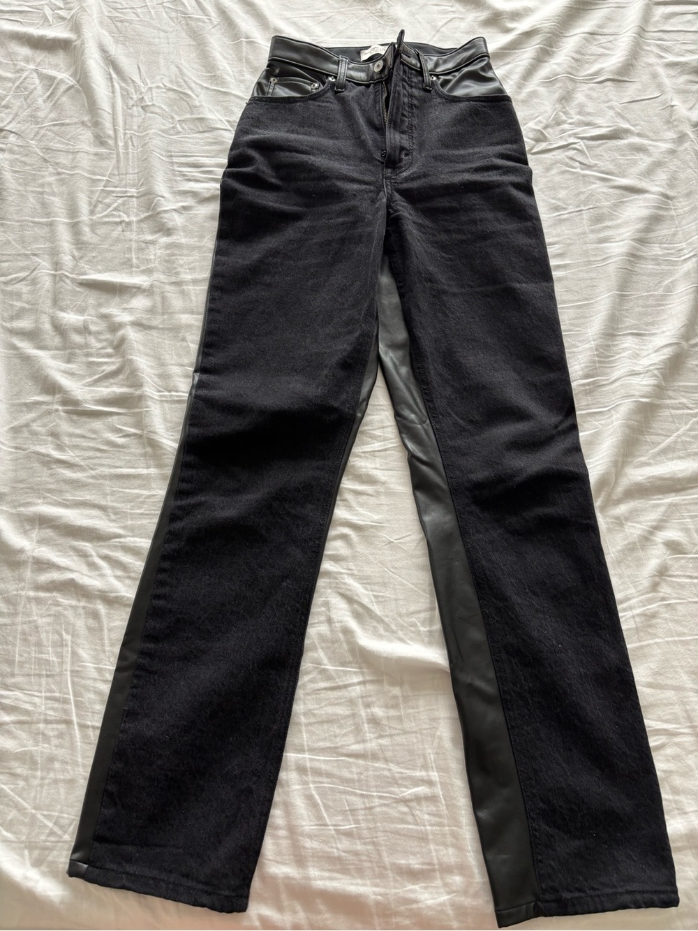 Abercrombie & Fitch Black Straight-Leg Mixed-Media Jeans Curve Love